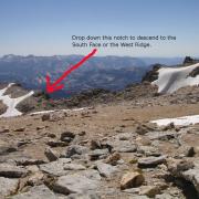 Descent notch to West Ridge and Southwest Face