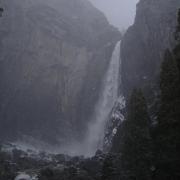 Lower Yosemite Falls in Snowstorm